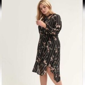 Love & Legend Asymmetrical Floral Long Sleeve Maxi Dress